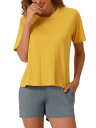 cheibear レディース ビスコース パジャマ セット ボックス型 T シャツ マッチング スリープ ショーツ セット 快適なラウンジウェア セット 2 ピース イエローグレー S