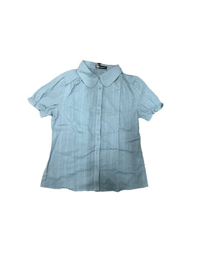 Allegra K シャツ 丸襟 パフフリル半袖 綿 花柄 カジュアル 夏 トップス レディース ブルーグレー M Allegra K シャツ 丸襟 パフフリル半袖 綿 花柄 カジュアル 夏 トップス レディース ブルーグレー M