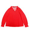 Allegra K シャツ トップス ボタンダウン Vネック ノッチドラペル 長袖 胸ポケット レディース ダークレッド M