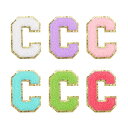 uxcell 6個のセルフアドヒーシブチェニールレターCパッチグリッター金エッジ刺繍パッチアイロンアップリケクロージングバッグラップトップ電話ケース用 マルチカ...
