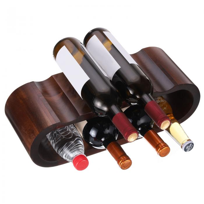 uxcell 木製ワインラッ クカウンタートップ 8ボトルワインラッ ク ワインボトルホルダースタンド 自立..