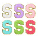 uxcell 6個のセルフアドヒーシブチェニールレターSパッチグリッター金エッジ刺繍パッチアイロンアップリケクロージングバッグラップトップ電話ケース用 マルチカ...