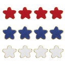 uxcell 12 PCS スターエンブロイダリーパッチ パトリオティック 金エッジ シェニールパッチ スターアップリケ 服 バッグ ラップトップの装飾用 赤青...