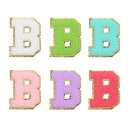 uxcell 6個のセルフアドヒーシブチェニールレターBパッチグリッター金エッジ刺繍パッチアイロンアップリケクロージングバッグラップトップ電話ケース用 マルチカ...
