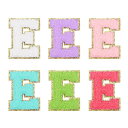 uxcell 6Pcs 自己粘着性のあるシェニール文字Eパッチグリッター金エッジ刺繍パッチアイロンアップリケ衣類バッグラップトップ電話ケース用 マルチカラー