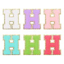 uxcell 6Pcs 自己粘着性のあるシェニール文字Hパッチグリッター金エッジ刺繍パッチアイロンアップリケ衣類バッグラップトップ電話ケース用 マルチカラー