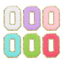 uxcell 6Pcs 自己粘着性のあるシェニール文字Oパッチ グリッター金エッジ 刺繍パッチ アイロンアップリケ 衣類 バッグ ラップトップ フォンケース用 ...