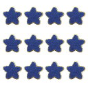 uxcell 12 PCS スター刺繍パッチ パトリオティック 金エッジ シェニールパッチ スターアップリケ 服 バッグ ラップトップの装飾用 ブルー