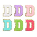 uxcell 6個のセルフアドヒーシブチェニールレターDパッチグリッター金エッジ刺繍パッチアイロンアップリケクロージングバッグラップトップ電話ケース用 マルチカ...