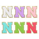uxcell 6個のセルフアドヒーシブチェニールレターNパッチグリッター金エッジ刺繍パッチアイロンアップリケクロージングバッグラップトップ電話ケース用 マルチカ...