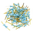 uxcell フィルムツイ ストタイ 3.1" 80mm メタリックプラスチッククロージャータイ パン キャンディ クッキー ギフトバッグ アートクラフトタイ ブルー 100個入り