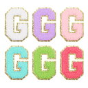 uxcell 6個のセルフアドヒーシブチェニールレターGパッチグリッター金エッジ刺繍パッチアイロンアップリケクロージングバッグラップトップ電話ケース用 マルチカ...