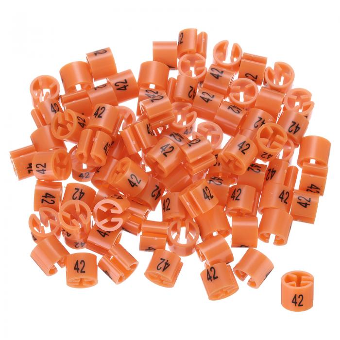 uxcell 衣類ハンガーマーカーナンバー42 タグ 3-5mm ロッド用 オレンジ 色分け 100個入り