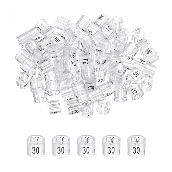 uxcell 衣類ハンガーマーカーカラーハンガーサイザー衣類マーカータグ(ナンバー30 透明)衣類衣類カラーコーディング用 100個入り