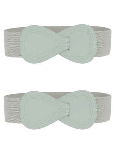 Allegra K 2Pcs Interlock 8-shaped Buckle Elastic Faux Leather Stretch Waist Belt for Lady Gray 68.6x6cm/27x2.36"(LxW) Allegra K 2Pcs Interlock 8-shaped Buckle Elastic Faux Leather Stretch Waist Belt for Lady Gray 68.6x6cm/27x2.36"(LxW)