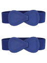 Allegra K 2Pcs Interlock 8-shaped Buckle Elastic Faux Leather Stretch Waist Belt...