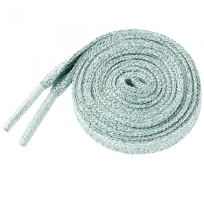 Elerevyo 1ペア グリッター シャイニー メタリック フラット 靴ひも カラフル 多色 スパンコール 輝く 靴紐 スニーカー用 浅い緑色 120cm