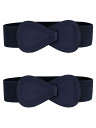 Allegra K 2Pcs Interlock 8-shaped Buckle Elastic Faux Leather Stretch Waist Belt...
