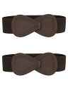 Allegra K 2Pcs Interlock 8-shaped Buckle Elastic Faux Leather Stretch Waist Belt...