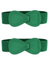 Allegra K 2Pcs Interlock 8-shaped Buckle Elastic Faux Leather Stretch Waist Belt...