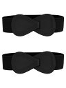 Allegra K 2Pcs Interlock 8-shaped Buckle Elastic Faux Leather Stretch Waist Belt...