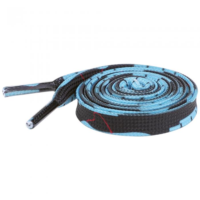 Elerevyo Flat Shoe Strings Irregular Color Blocks Colored Striped Shoelaces for Sneakers Sports Shoes Boots 2 Pairs Black-Light Blue 100cm/39.4