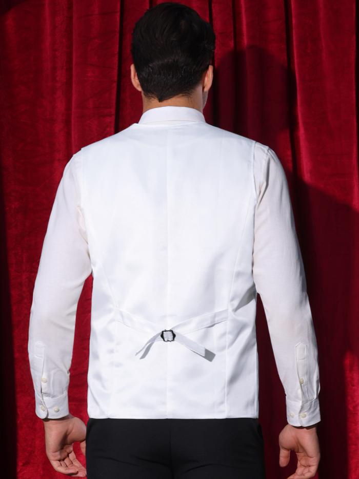 Lars Amadeus メンズクラブウェア用メタリックウエストコート 輝くフォーマルベスト パーティー用 ノースリーブ グリッターベスト シルバー M