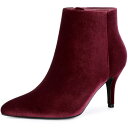 Allegra K レディース ポインテッドトゥブーツ スティレットヒール アンクルブーツ ブルゴーニュ 23.5cm
