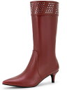 Allegra K レディース ポインテッドトゥ キトンヒール ニーハイブーツ ブルゴーニュ 23.5cm