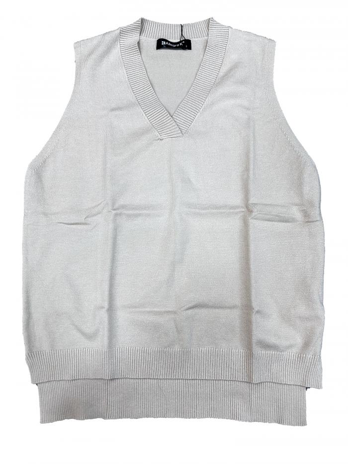 Allegra K セーターベスト Vネック ノースリーブ プルオーバー 袖なし レディース ベージュ M