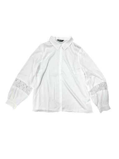 Allegra K レディース エレガント オフィスブラウス カットアウト袖 レース 長袖ボタンアップシャツ ホワイト M Allegra K レディース エレガント オフィスブラウス カットアウト袖 レース 長袖ボタンアップシャツ ホワイト M