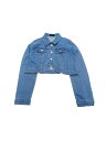 Allegra K デニム コート ジャケット 襟付き ボタンダウン 長袖 クロップ ジーンズジャケット デイリー 可愛い レディース ライトブルー M