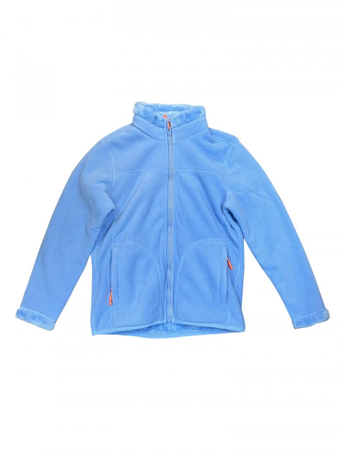 Allegra K フルジップフリースジャケット レディース 長袖 ハイネックジャケット 冬用 暖かいコート ブルー L