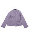 Allegra K ウォッシュド デニム ブレザー ジャケット ノッチ付きラペル ボタンアップ 長袖 レディース ライトパープル L(4)