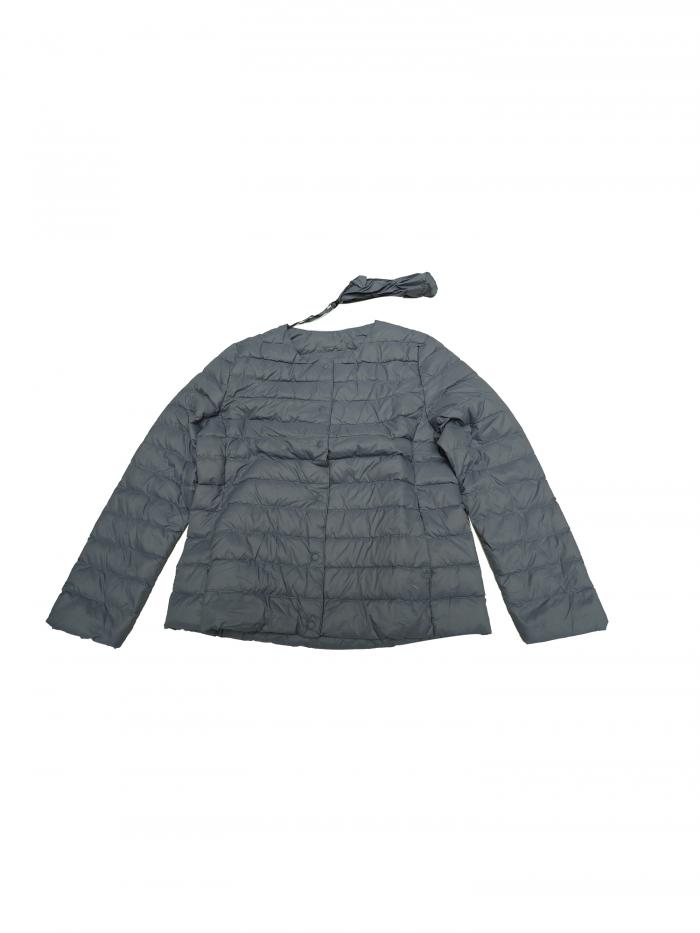 Allegra K レディース パファージャケット 軽量 ボタンダウン パッカブル 長袖コート グレーブルー XS