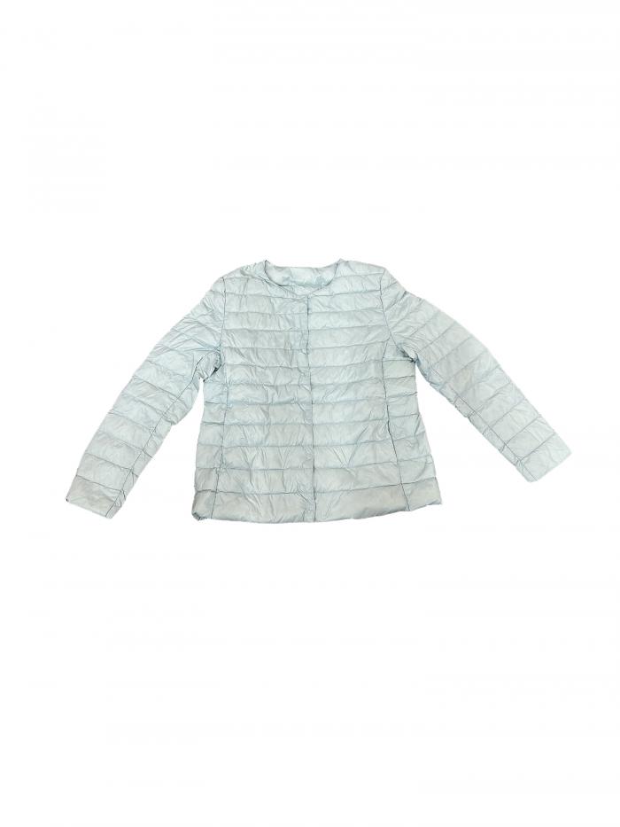 Allegra K レディース パファージャケット 軽量 ボタンダウン パッカブル 長袖コート ライトブルー XS