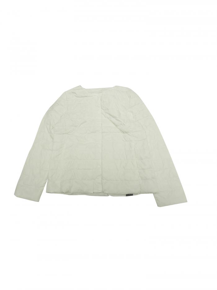 Allegra K レディース パファージャケット 軽量 ボタンダウン パッカブル 長袖コート ホワイト M