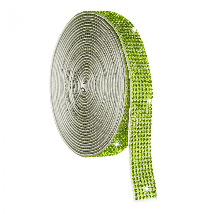 uxcell 粘着水晶ラインストーンリボンロール 7列 水晶ダイヤモンドリボンロール ラインストーンステッカー アートクラフト 結婚式 誕生日の装飾用 ライト緑