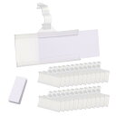 uxcell ワイヤー棚ラベルホルダー ラベル用紙付き プラスチック 再利用可能 バスケットラベルタグホルダー スナップ ロック付き パントリー 小売 スーパーマーケット デパート用 7.6 x 3.5 cm クリア 25個
