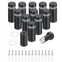 uxcell 12個1/2" x 1-1/5" スタンドオフスクリュー ステンレススチール壁掛け看板取り付け金具キット 14個 ネジ付き アクリルガラス看板広告ボード掛け用 黒