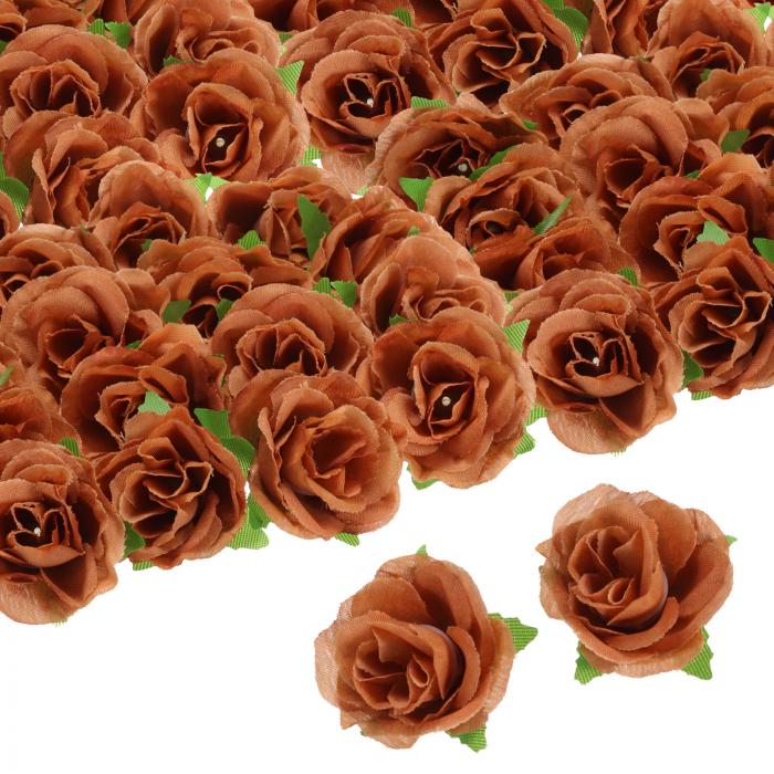 uxcell 100個の人工バラの花のヘッド 1.2