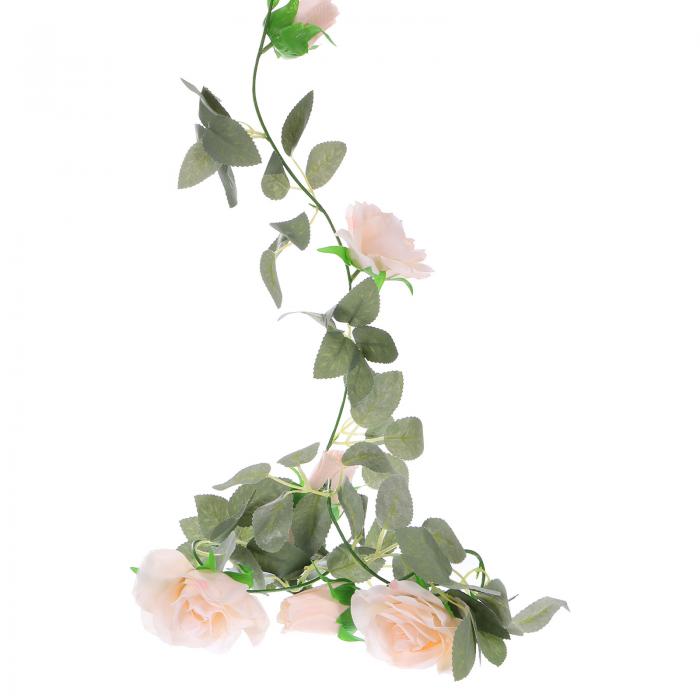 uxcell 6個の人工バラの花のガーランドヴァインシルクワイルドフラワーガーランドフェイクハンギングフラワー緑リーブスフォーウォールパーティーウェディングアーチフローラルデコホーム シャンパン