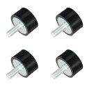 uxcell M4スレッドラバーマウント 振動アイソレータ スタッド付き円筒形ショックアブソーバー 15 x 8mm 4個