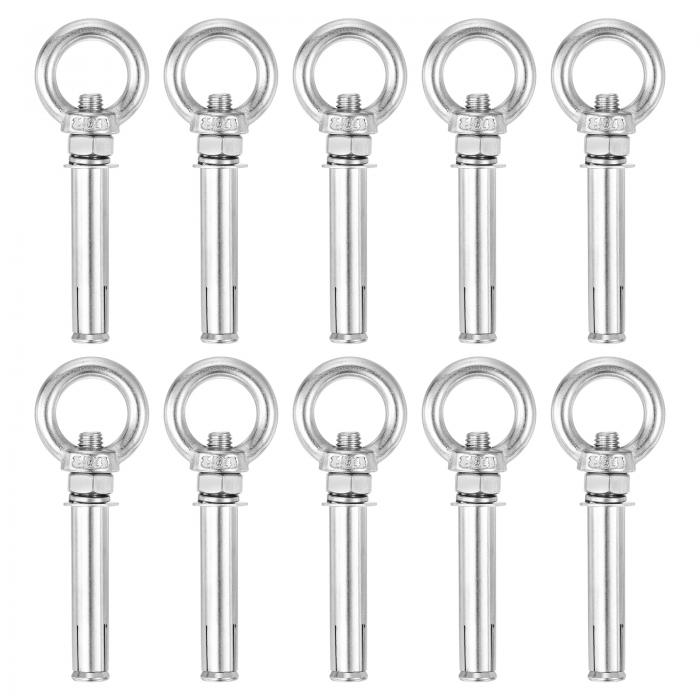 uxcell リングリフティング拡張アイボルト 10個M10x90mm 304ステンレス鋼拡張ボルトアイリング付きコン..