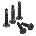 uxcell 六角ソケット自己攻釘 6.3 x 32mm 410ステンレス鋼シートメタル平頭ドリルねじ150個 黒