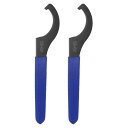 uxcell 2個cフックスパナレンチ55-62ナットショックレンチスチールチャックナット 青い滑り止めハンドル付き 旋盤クランピング用(4)
