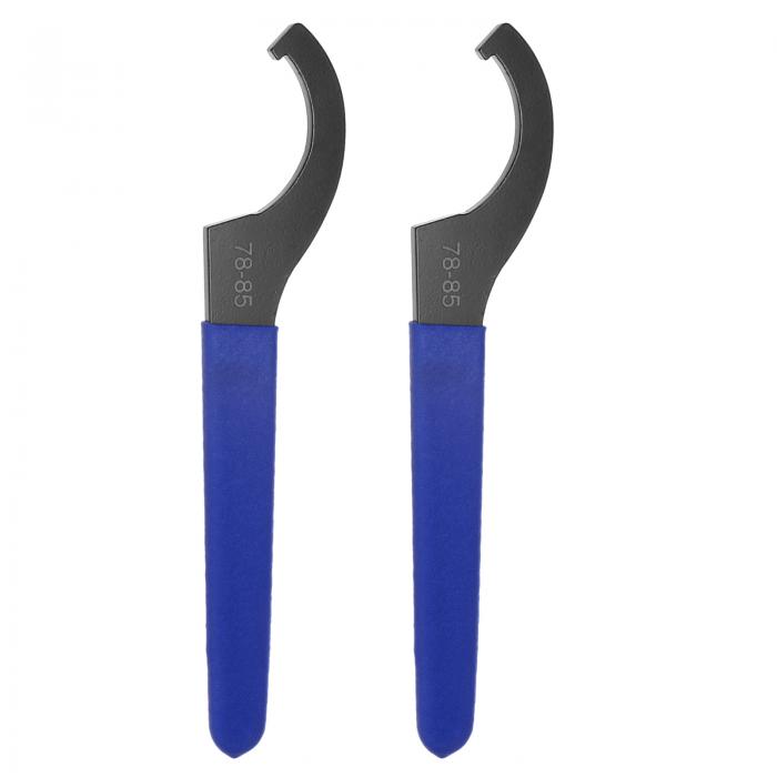 uxcell 2個cフックスパナレンチ78-85ナットショックレンチスチールチャックナット 青い滑り止めハンドル付き 旋盤クランピング用