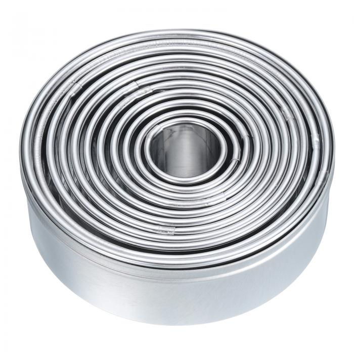 uxcell 11個セットのステンレス製丸いビスケットカッター 丸い焼き型 ペストリー ムース デザートリング ドーナツ パン ケーキ サンドイッチ用