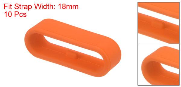 uxcell 10個 ウォッチバンドフィックスリング シリコン製交換用ファスナーリング シリコンウォッチホルダーキーパー 22mm幅ウォッチバンド用 オレンジ