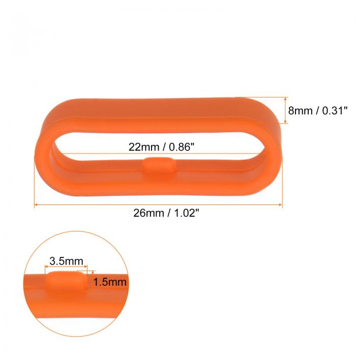 uxcell 10個 ウォッチバンドフィックスリング シリコン製交換用ファスナーリング シリコンウォッチホルダーキーパー 22mm幅ウォッチバンド用 オレンジ